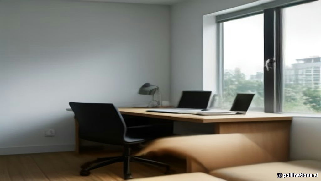 Minimalist remote desk setup with a laptop displaying data annotation work interface.