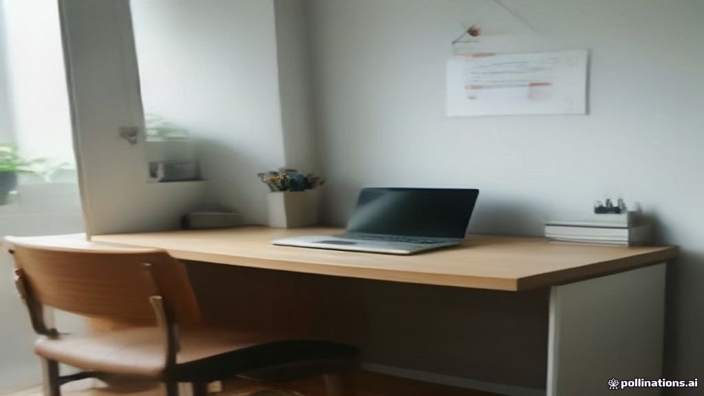 A home office desk with a laptop showing financial analytics software in daylight.