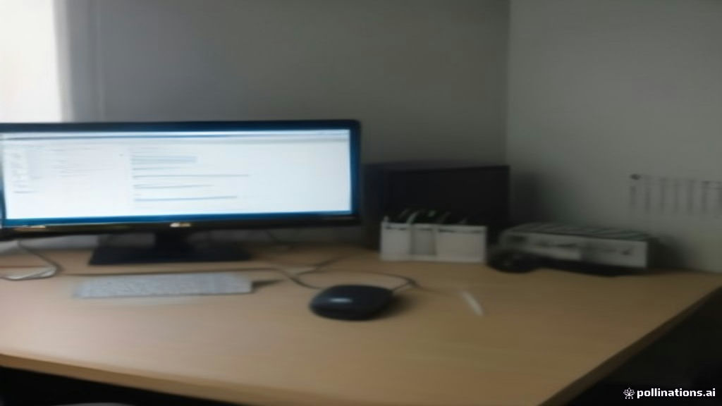 A remote workstation setup used for AI training work and evaluation tasks on computer monitors.