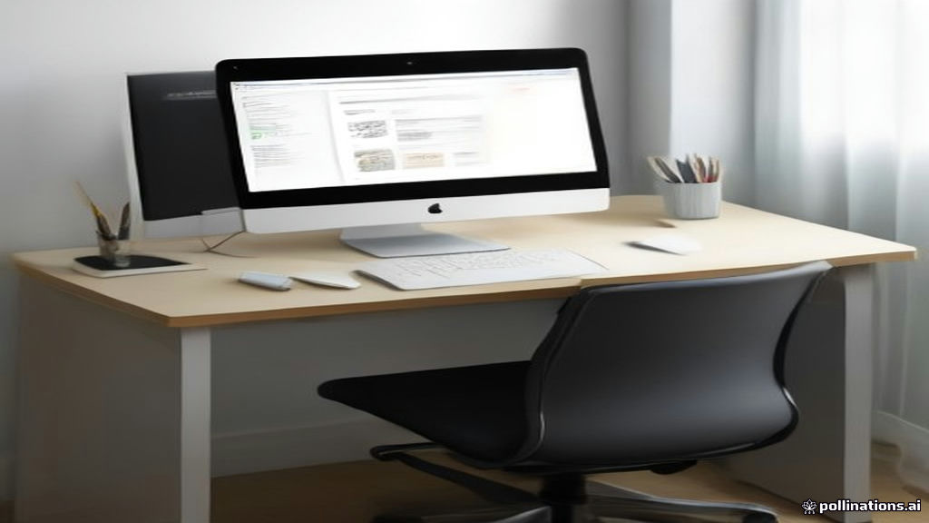 A minimalist home office workspace setup with a laptop and research notebook for remote data evaluation.