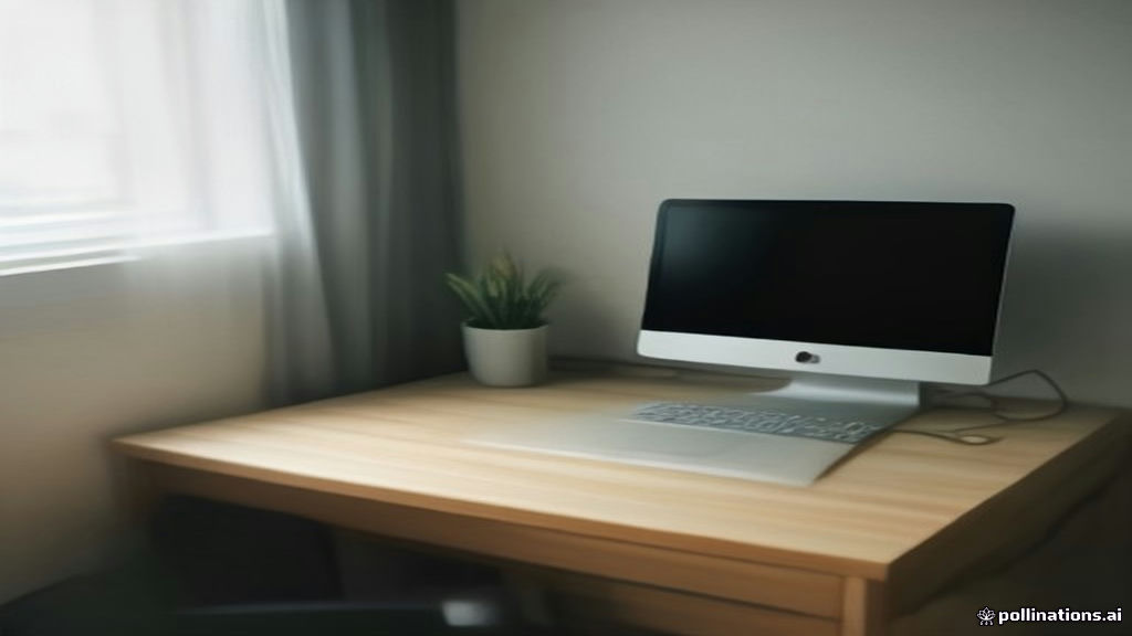 A modern desk setup showing a remote worker laptop with an online task interface in daylight