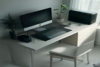 Smartphone and laptop on a clean desk displaying background network monitoring interfaces for passive earning apps.