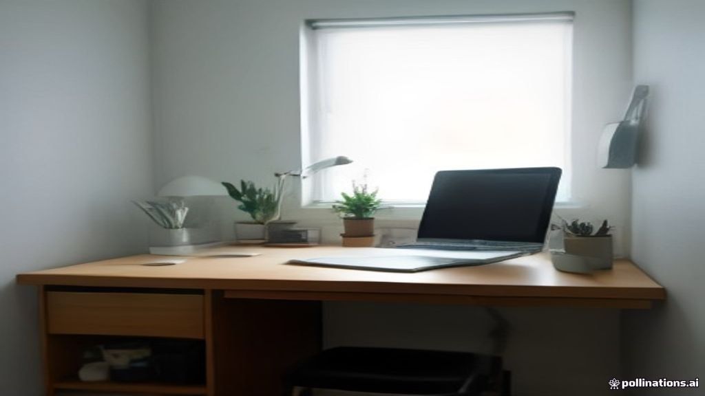Minimalist newsletter creator workspace with a open laptop and desk accessories in soft natural daylight.