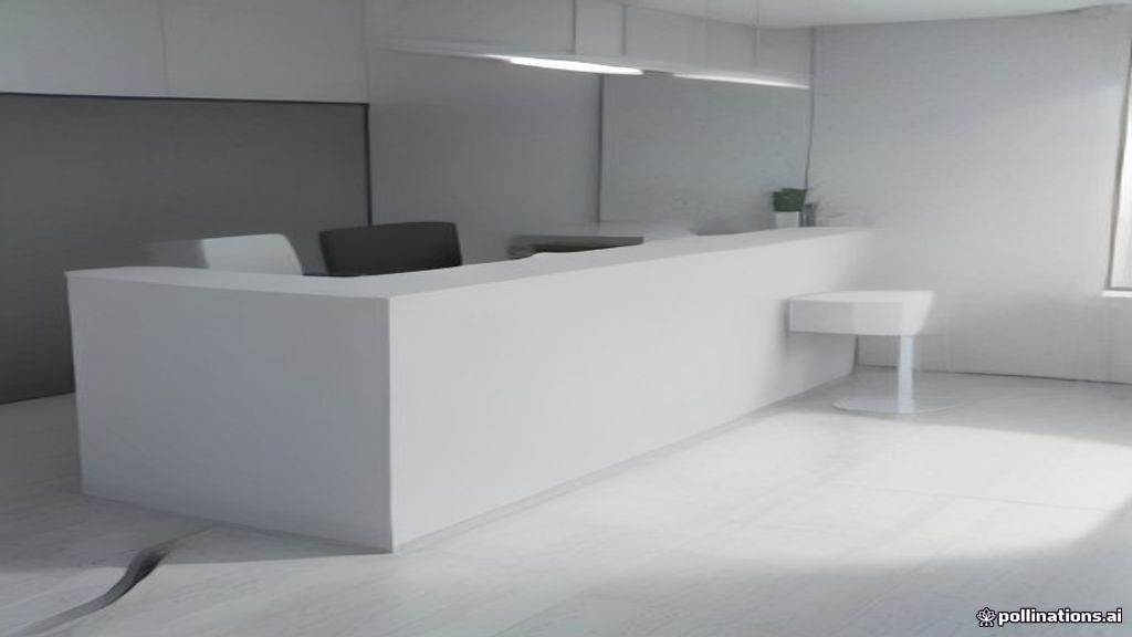 A modern, well-lit reception counter in a clean medical facility equipped with digital donation processing equipment.