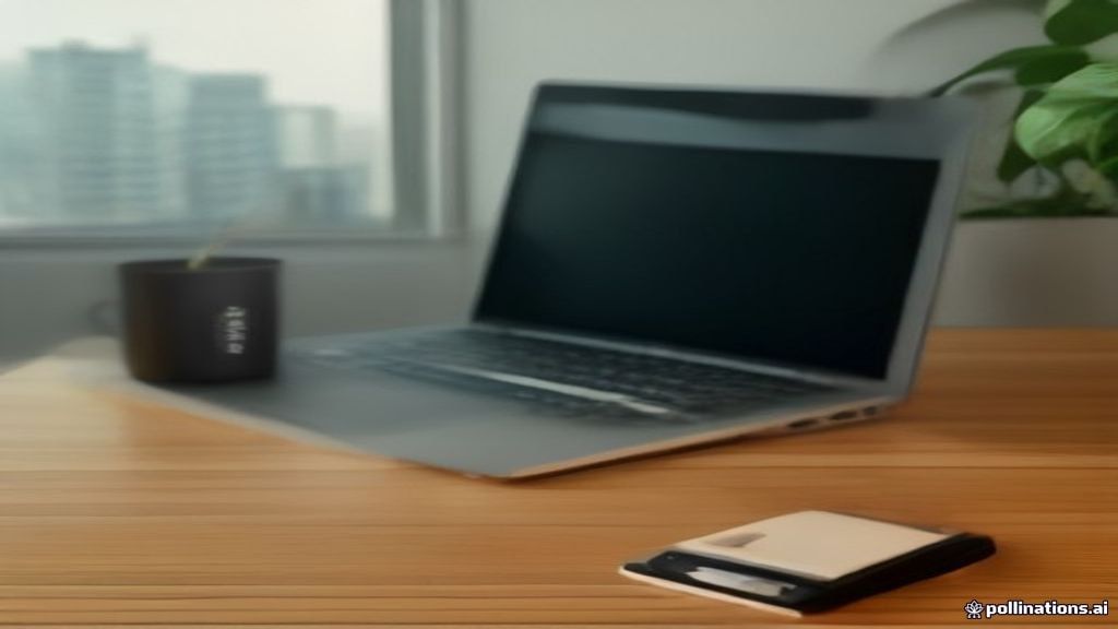 A minimalist home office desk with a laptop showing payment schedule settings on a bright surface.