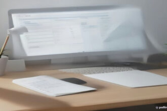 A modern remote workspace setup featuring a laptop displaying data annotation task workflows for CrowdGen jobs.