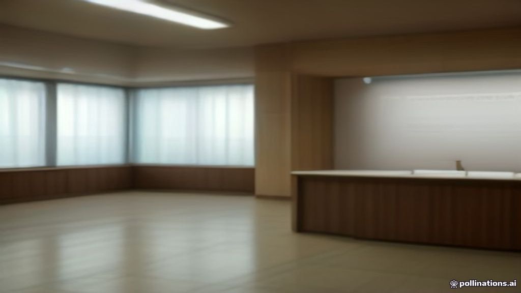 Modern medical reception desk with donor paperwork in natural sunlight.