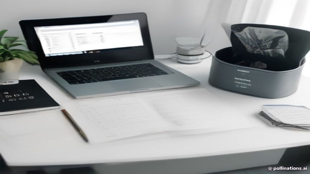 A modern home office desk set up with a laptop and structured notebook, representing organized digital task work.