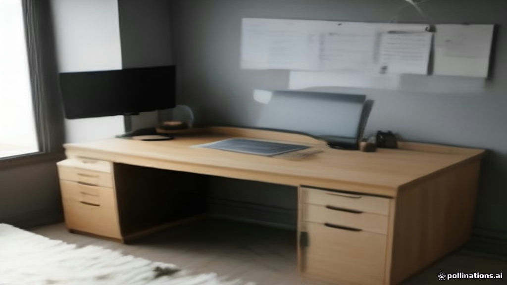 A remote worker workstation set up for evaluating AI responses on a laptop in a brightly lit room.