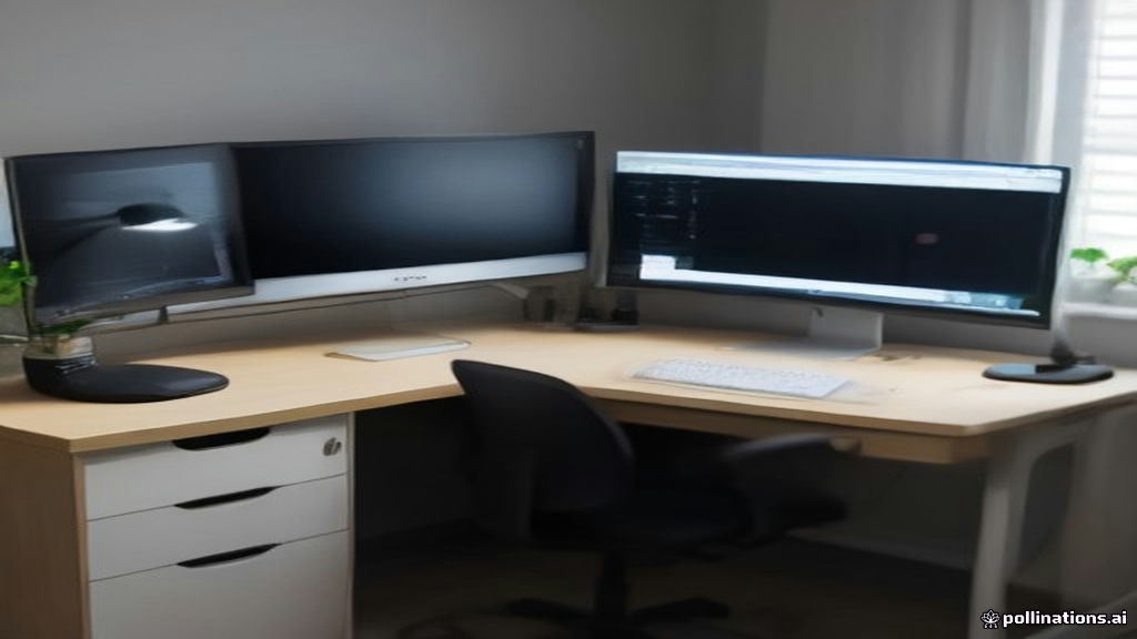 A remote worker's home office desk with computer monitors and a headset ready for client onboarding.