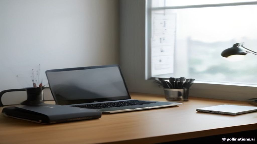 Smartphone mounted on a small tripod on a modern wooden desk prepared for remote user research recording.
