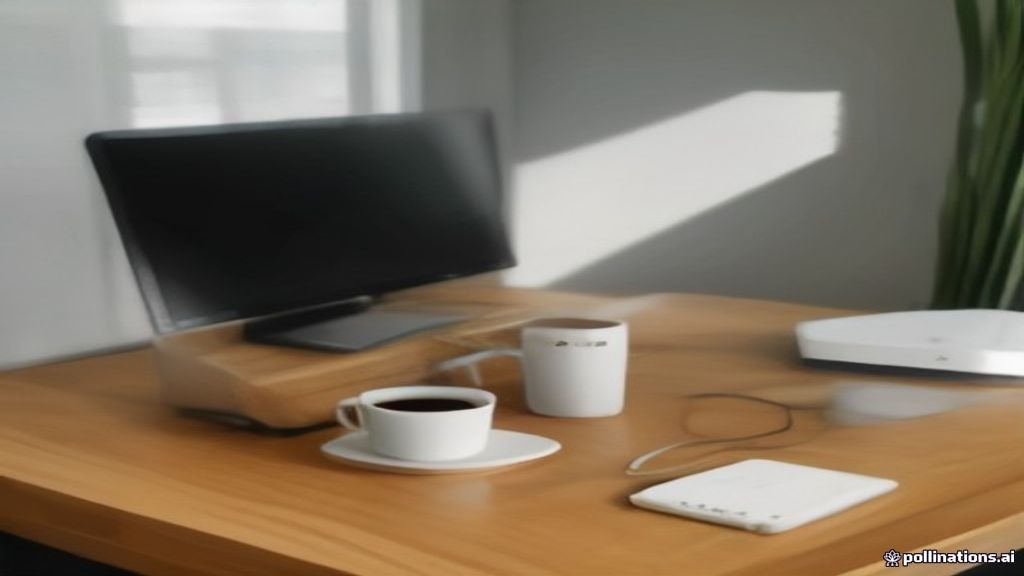 Compact network setup on a wooden desk illustrating passive internet bandwidth monetization.