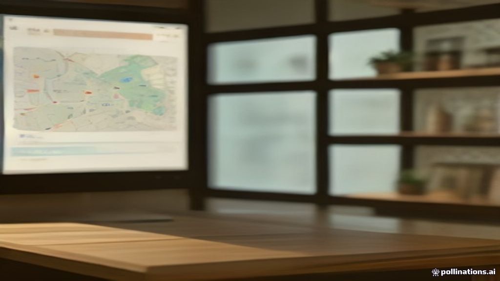 Smartphone displaying a location-based retail map and audit submission dashboard on a wooden desk.