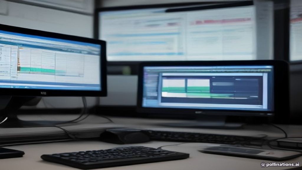 Audio editing software displaying sound waveforms on a workstation monitor for audio cleanup micro-services.
