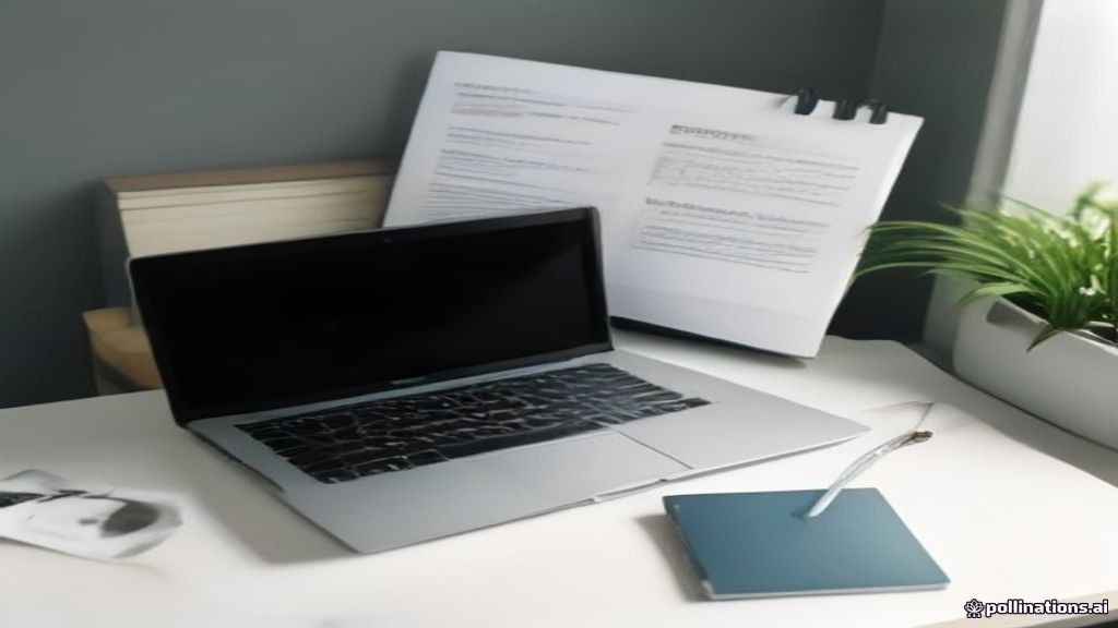 Clean laptop workspace set up for drafting freelance email copywriting campaigns and sales funnels.