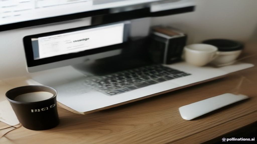 A modern designer desk setup featuring landing page visual wireframes on a laptop screen