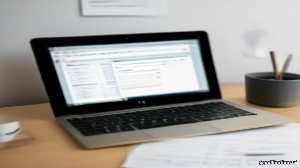 Laptop screen showing organized business contact lead spreadsheets on a modern office desk.