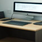 Laptop screen displaying website analytics and SEO metrics on a modern home office desk.