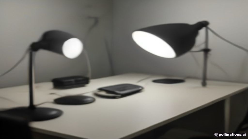Smartphone camera mounted on a tabletop tripod next to ring lighting for user generated content production.