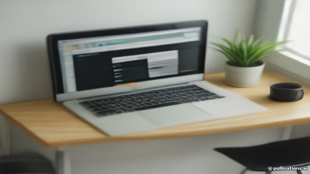 Clean home office desk with a open laptop and organizer notebook for virtual assistant administrative work.
