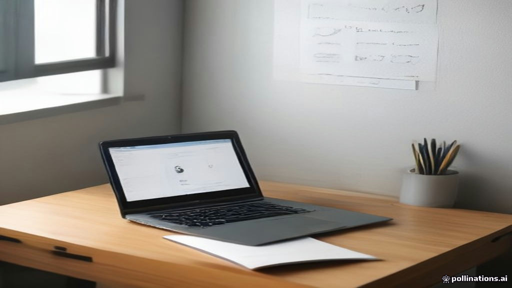 A modern desk setup with a open laptop displaying remote employment subscription options.