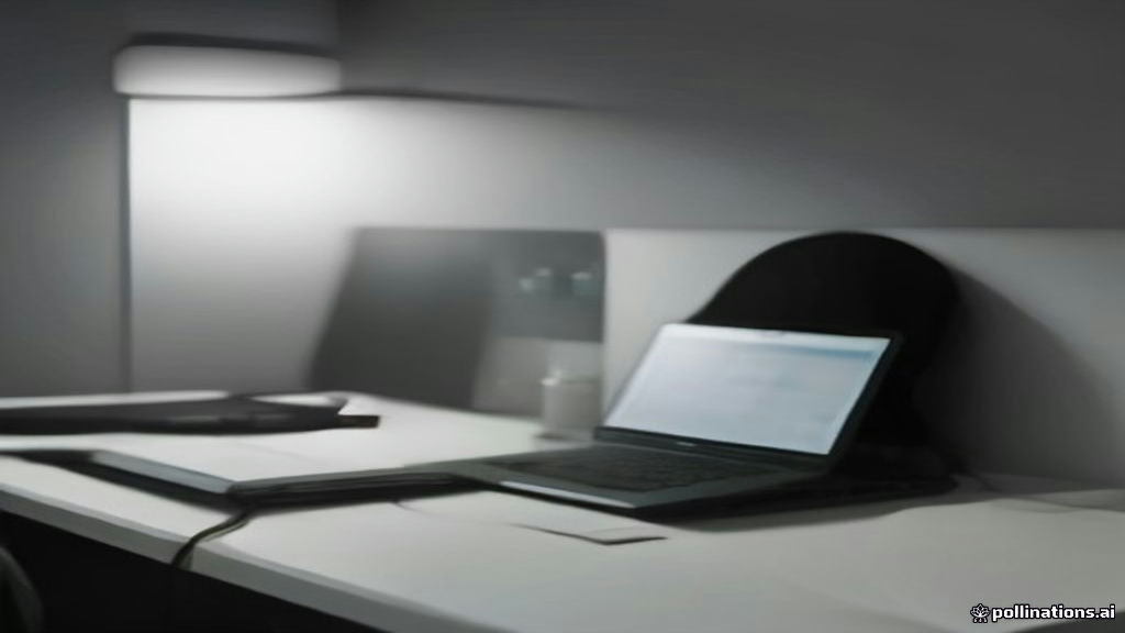 A modern home office setup with a laptop and headphones used for remote transcription work.