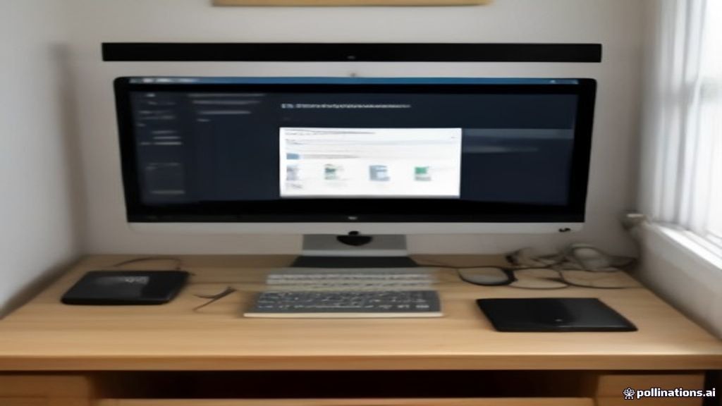 A laptop on a clean desk showing passive bandwidth monitoring metrics in a bright home workspace.
