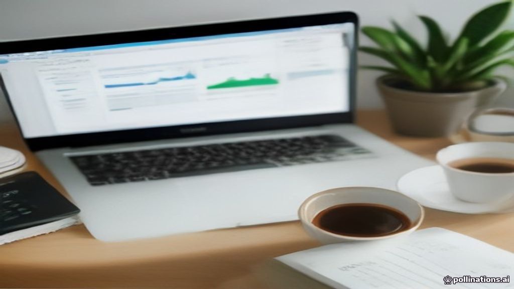 Clean workspace with a laptop showing digital product analytics for creator affiliate earnings.