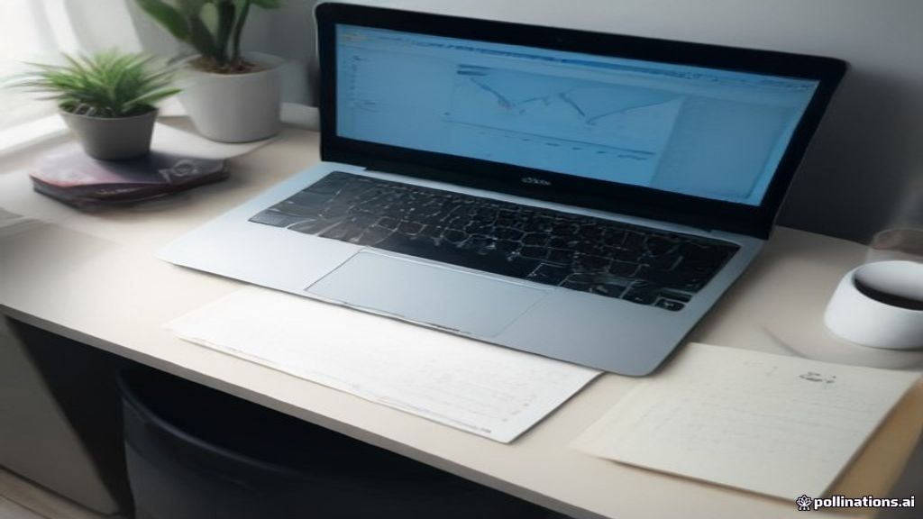 Minimalist workspace with laptop showing creator sales analytics on a desk