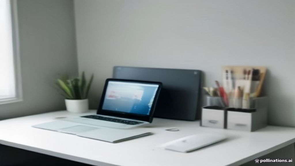 Digital device setup on a wooden desk representing passive online earnings tracking and referral performance metrics.