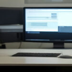 A remote agent desktop workspace equipped with a USB headset and dual monitors for customer support calls.