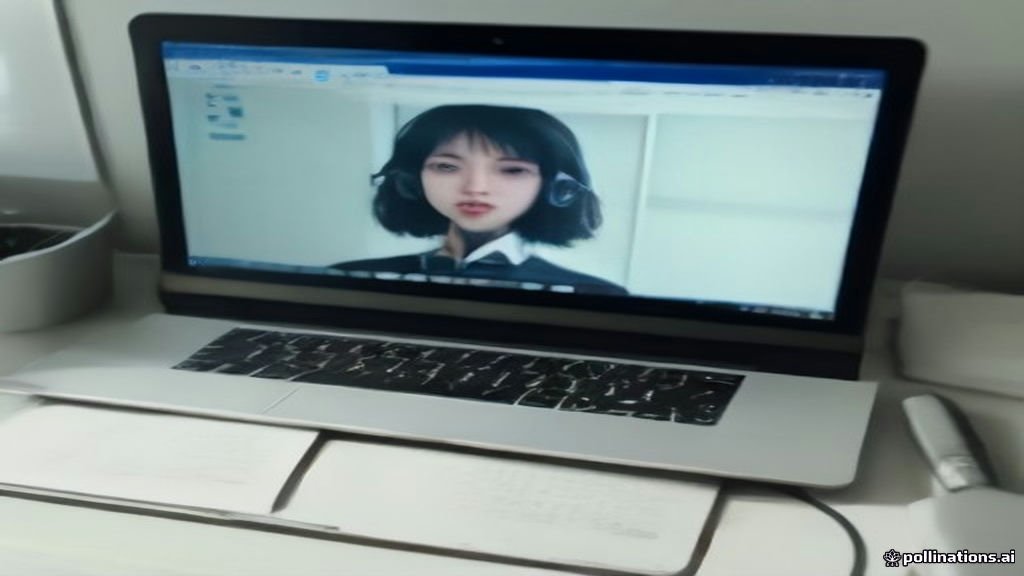 Laptop and headset on a clean desk prepared for an online English tutoring video session.