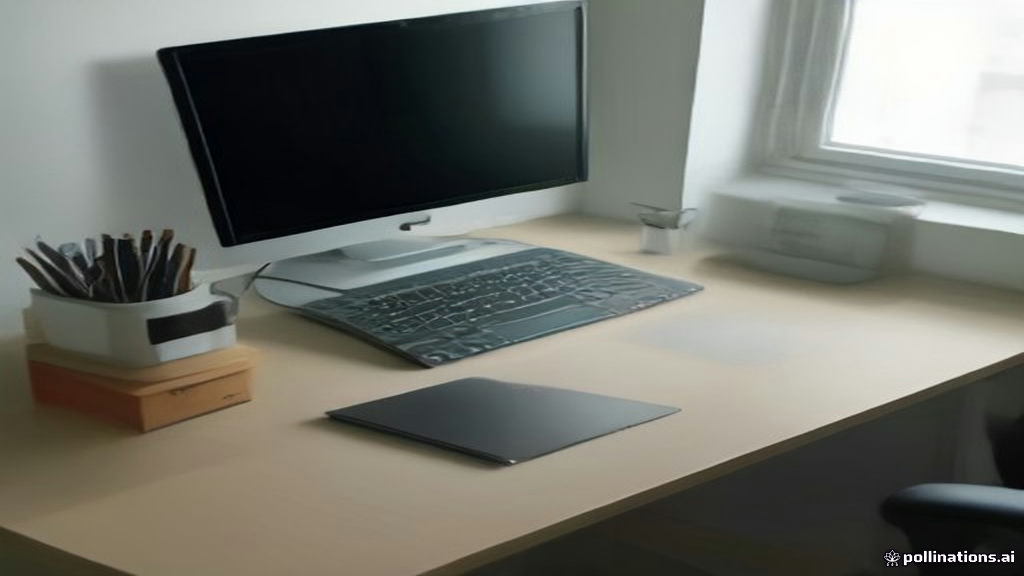 A clean modern home workspace setup featuring a laptop displaying web guidelines next to a notebook.