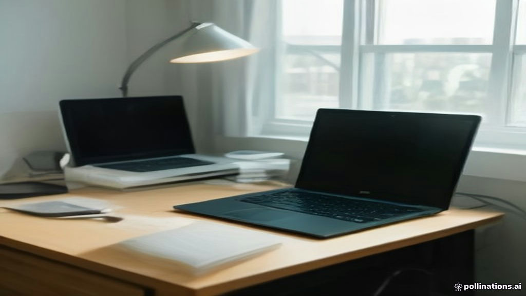 Modern online tutoring workspace featuring a laptop open to a lesson portal next to notes and educational materials.