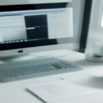 Professional freelancer adjusting settings on a digital account dashboard on a laptop.