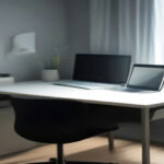 A laptop open to platform account management settings on a clean modern desk.