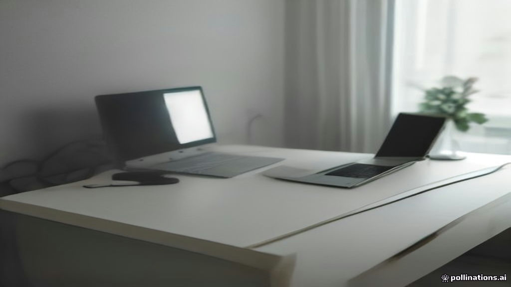 Minimalist workspace with a laptop displaying privacy settings and account management options.