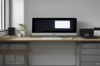 A seller desk with a laptop and digital drawing tablet used for designing print on demand merchandise.