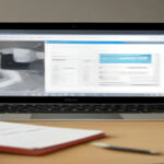 Modern creative seller workspace with laptop displaying product listing drafting tools on a desk