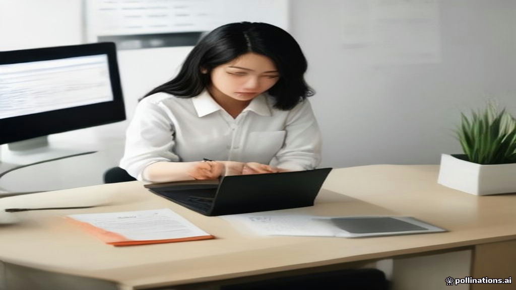 A researcher analyzing quantitative research survey data and respondent metrics on a laptop in a modern studio desk setup.