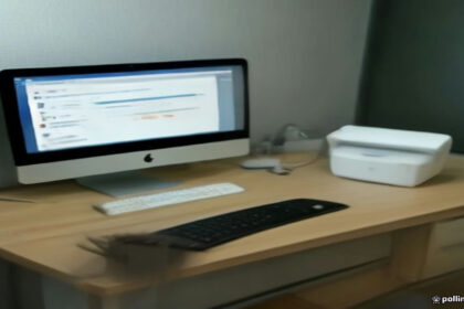 A modern laptop setup with a USB microphone arranged for user research and website testing work.