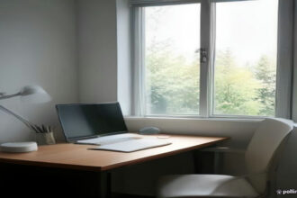 Laptop open on a modern desk during an online work platform registration process.