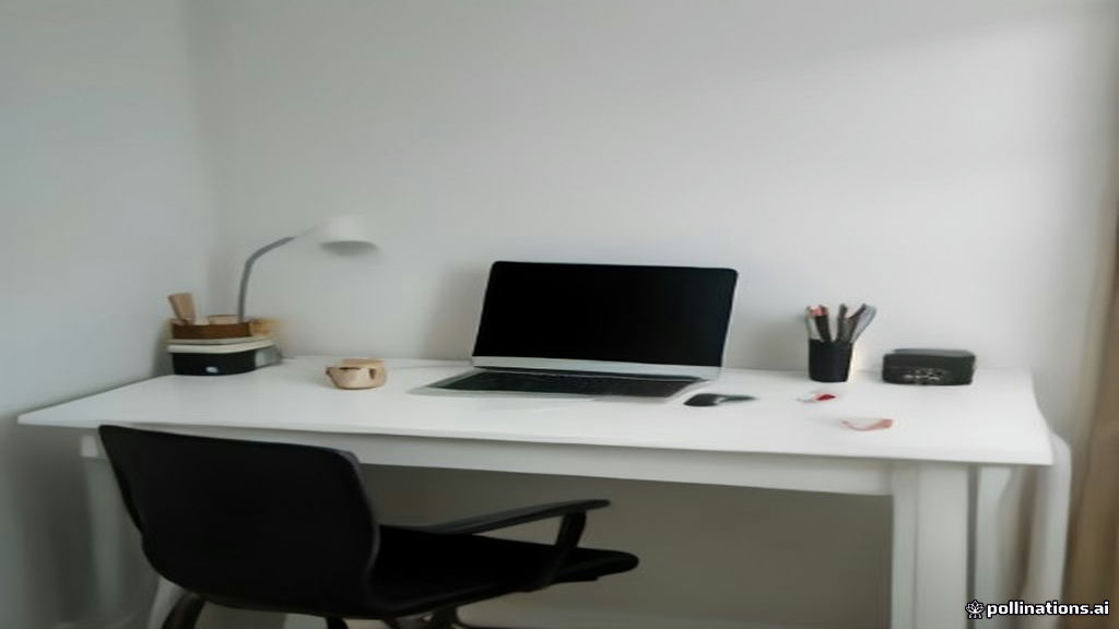 A modern work-from-home desk setup with headphones and a laptop displaying a online workspace.