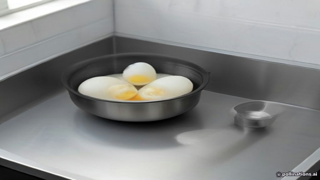 Perfectly cooked medium boiled eggs with soft jammy yolks sliced on a plate alongside ice bath prep tools.