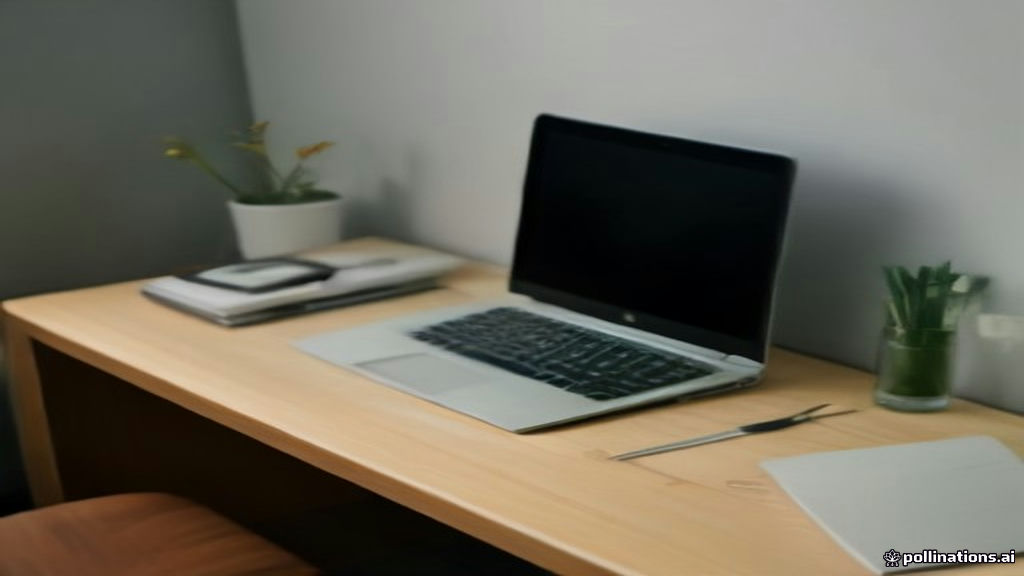 Laptop and studio headphones set up on a tidy desk for audio transcription testing.