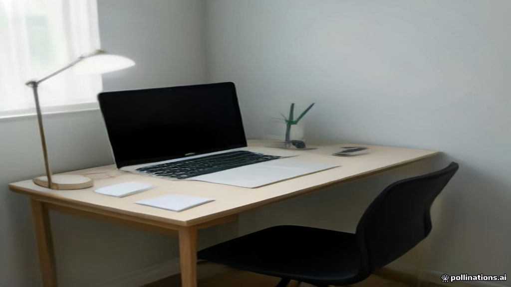 Laptop screen showing a remote video assessment interface on a modern minimalist desk setup.
