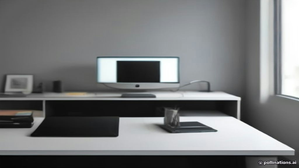 Minimalist remote work desk with a laptop prepared for an AI video interview screening.