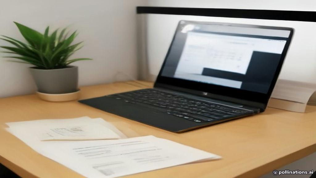 A modern home office setup with a computer showing digital reward redemption options and payout options.