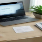 Smartphone on a desk displaying an online rewards platform interface alongside a modern laptop.