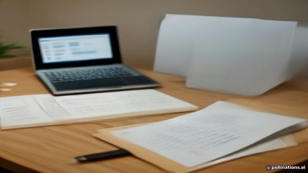 Laptop showing a completed payment interface on a clean wooden desk in bright daylight.
